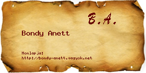 Bondy Anett névjegykártya