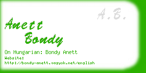 anett bondy business card